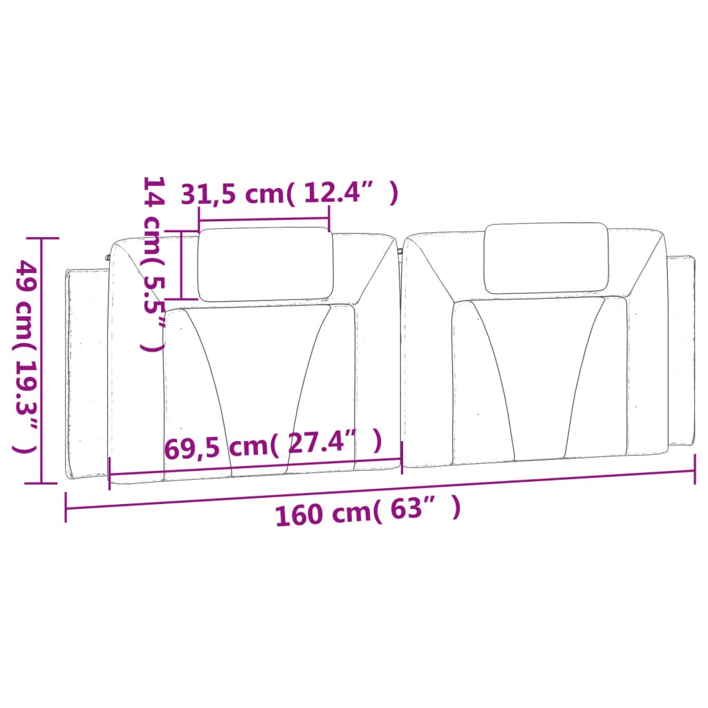 vidaXL Poduszka na wezgłowie, Viana, cappuccino, 160 cm, sztuczna skóra