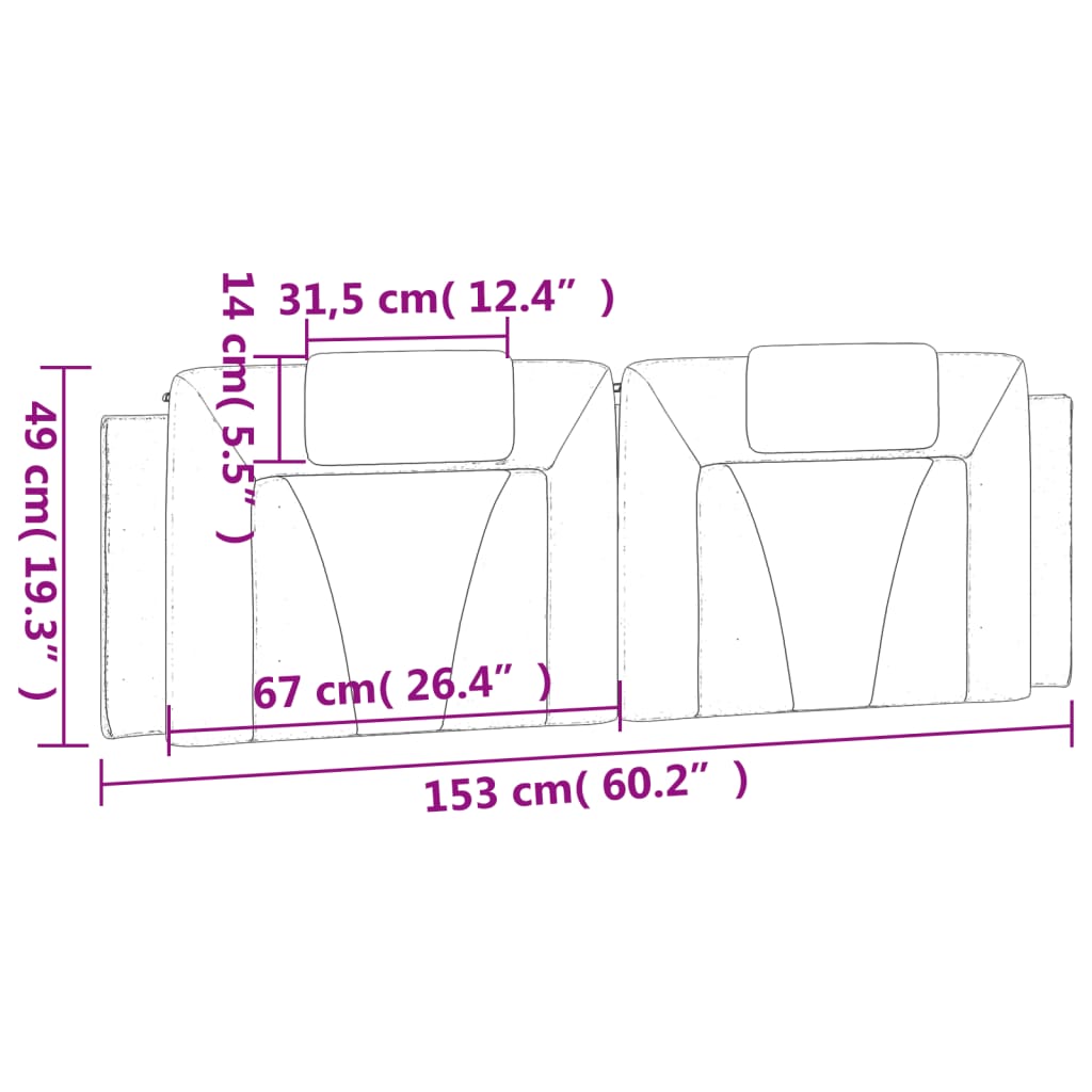 vidaXL Poduszka na wezgłowie, Viana, czarno-biała, 152 cm, sztuczna skóra