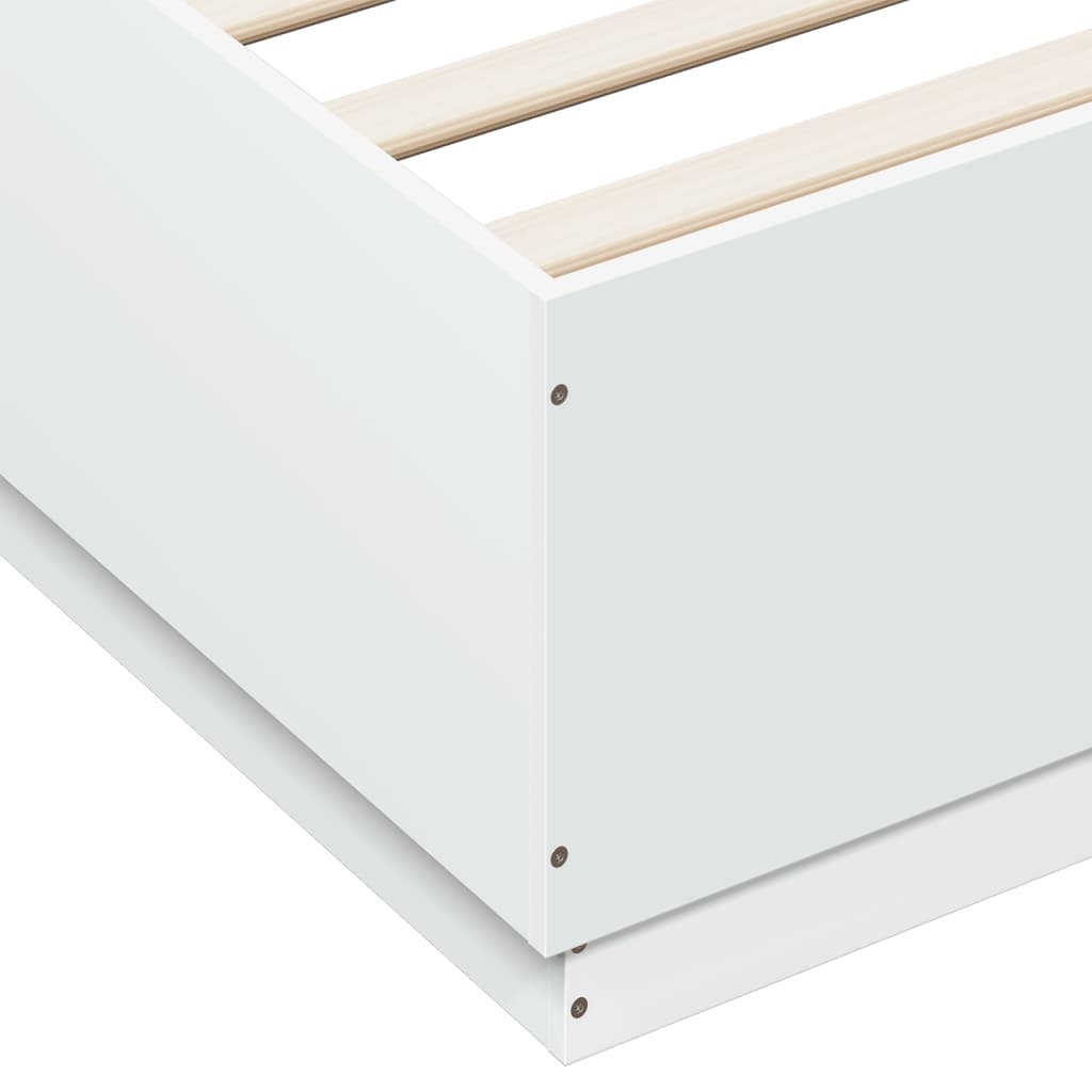 vidaXL Rama łóżka z LED, biała, 200x200 cm, materiał drewnopochodny
