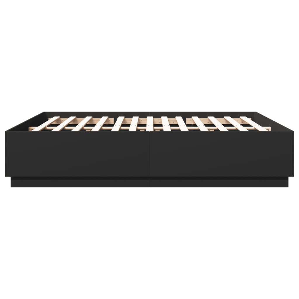 vidaXL Rama łóżka z LED, czarna, 200x200 cm, materiał drewnopochodny