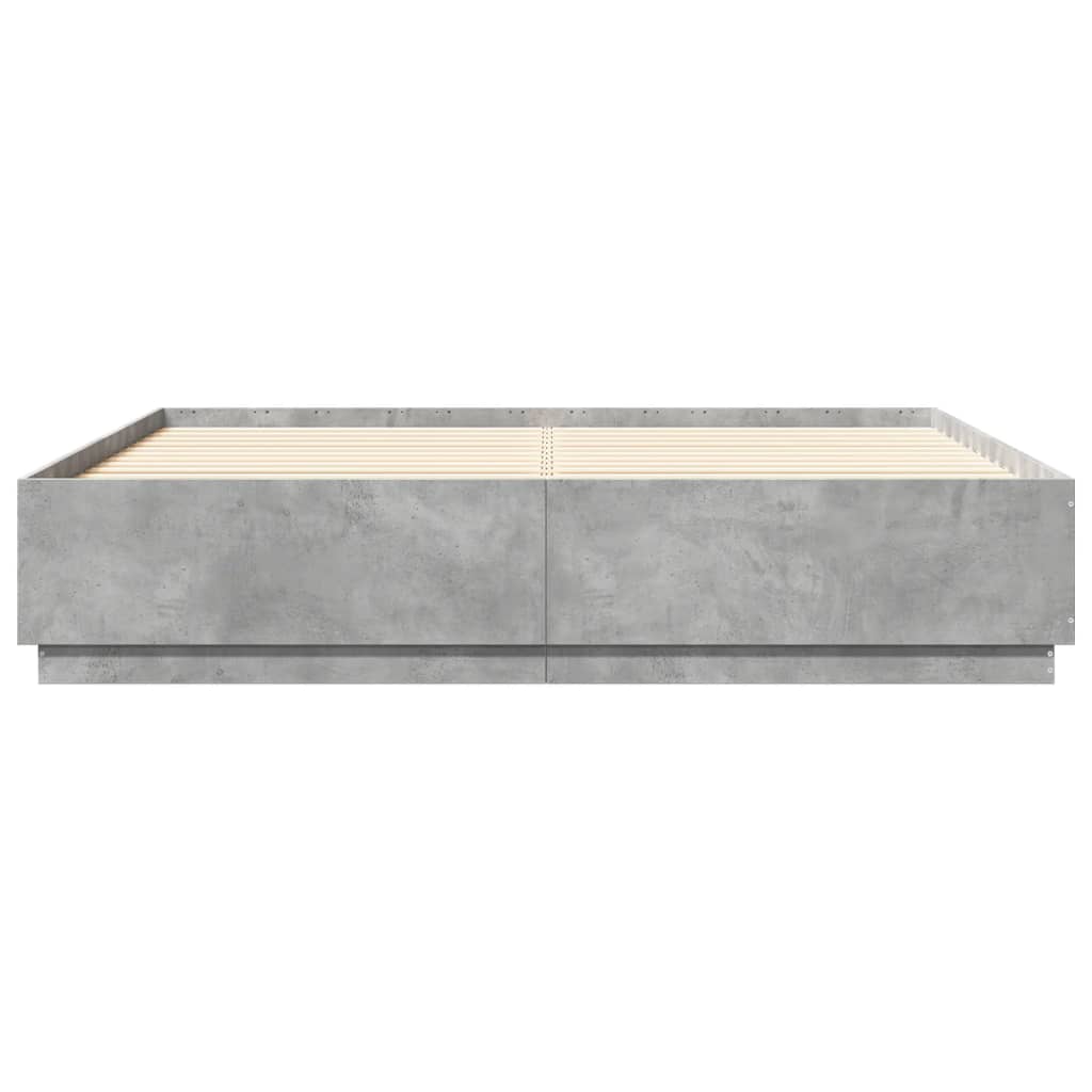 vidaXL Rama łóżka z LED, szarość betonu, 200x200 cm