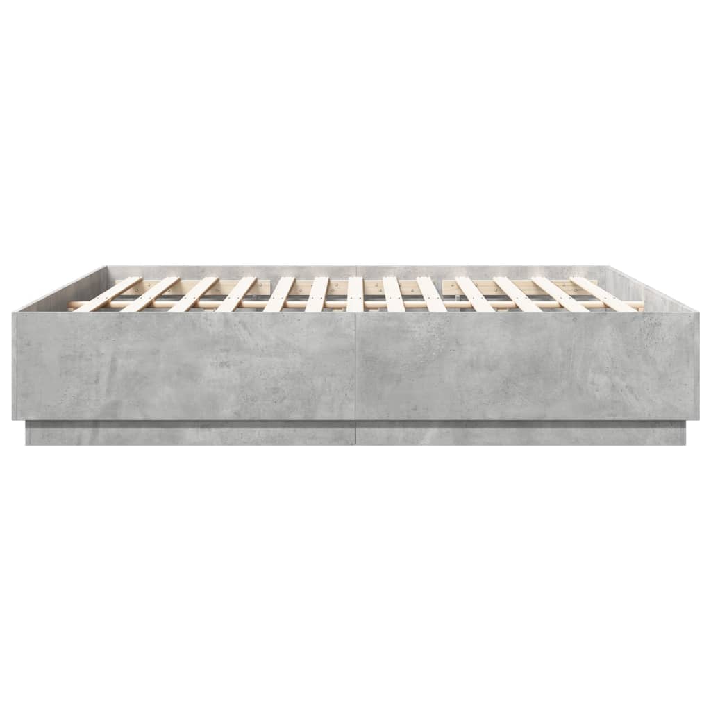 vidaXL Rama łóżka z LED, szarość betonu, 200x200 cm