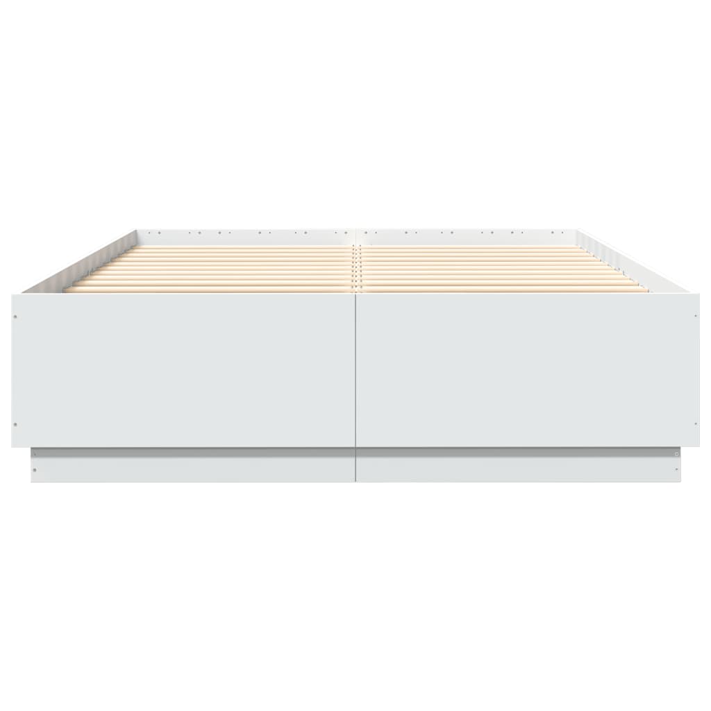 vidaXL Rama łóżka z LED, biała, 150x200 cm, materiał drewnopochodny
