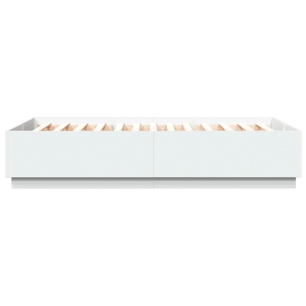 vidaXL Rama łóżka z LED, biała, 150x200 cm, materiał drewnopochodny