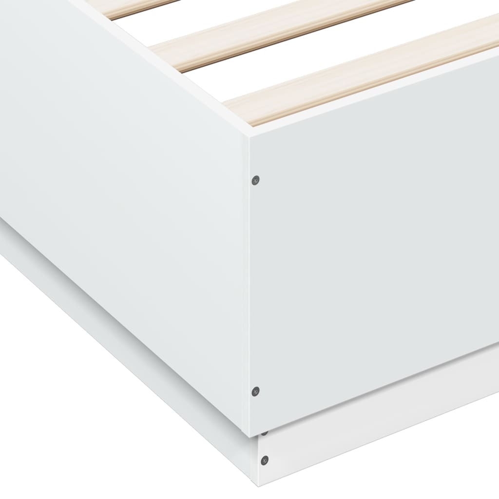 vidaXL Rama łóżka z LED, biała, 150x200 cm, materiał drewnopochodny