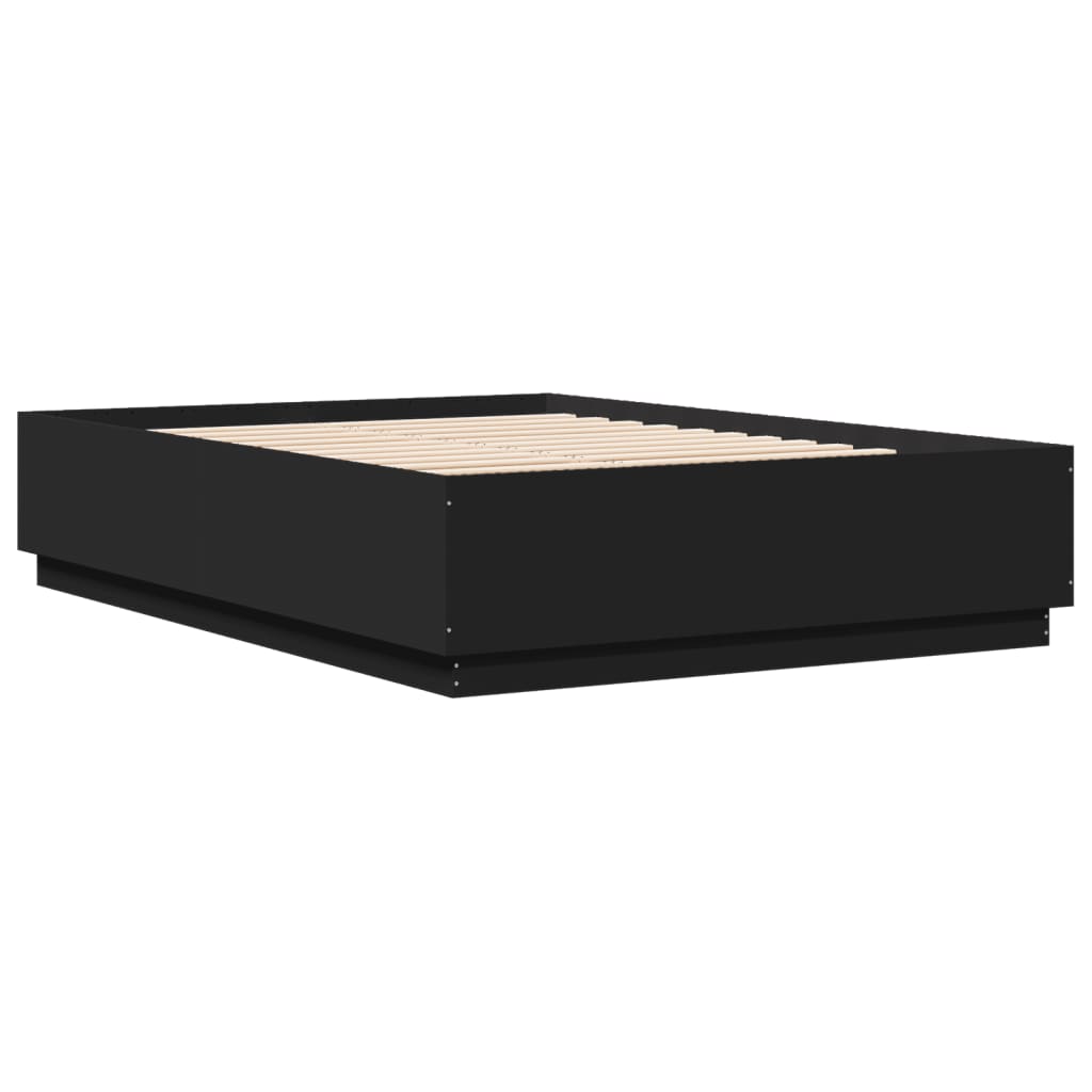 vidaXL Rama łóżka z LED bez materaca Czarna 150x200 cm