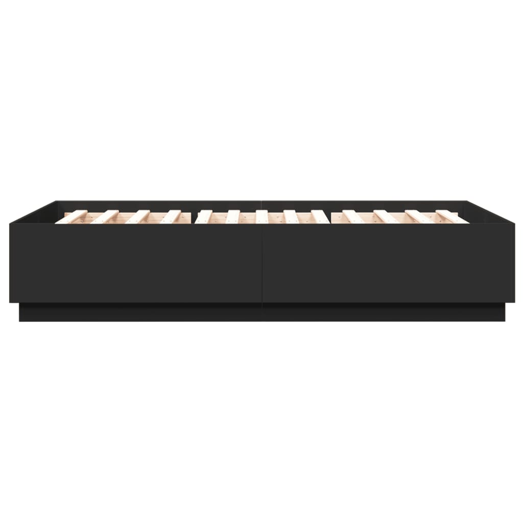 vidaXL Rama łóżka z LED bez materaca Czarna 150x200 cm