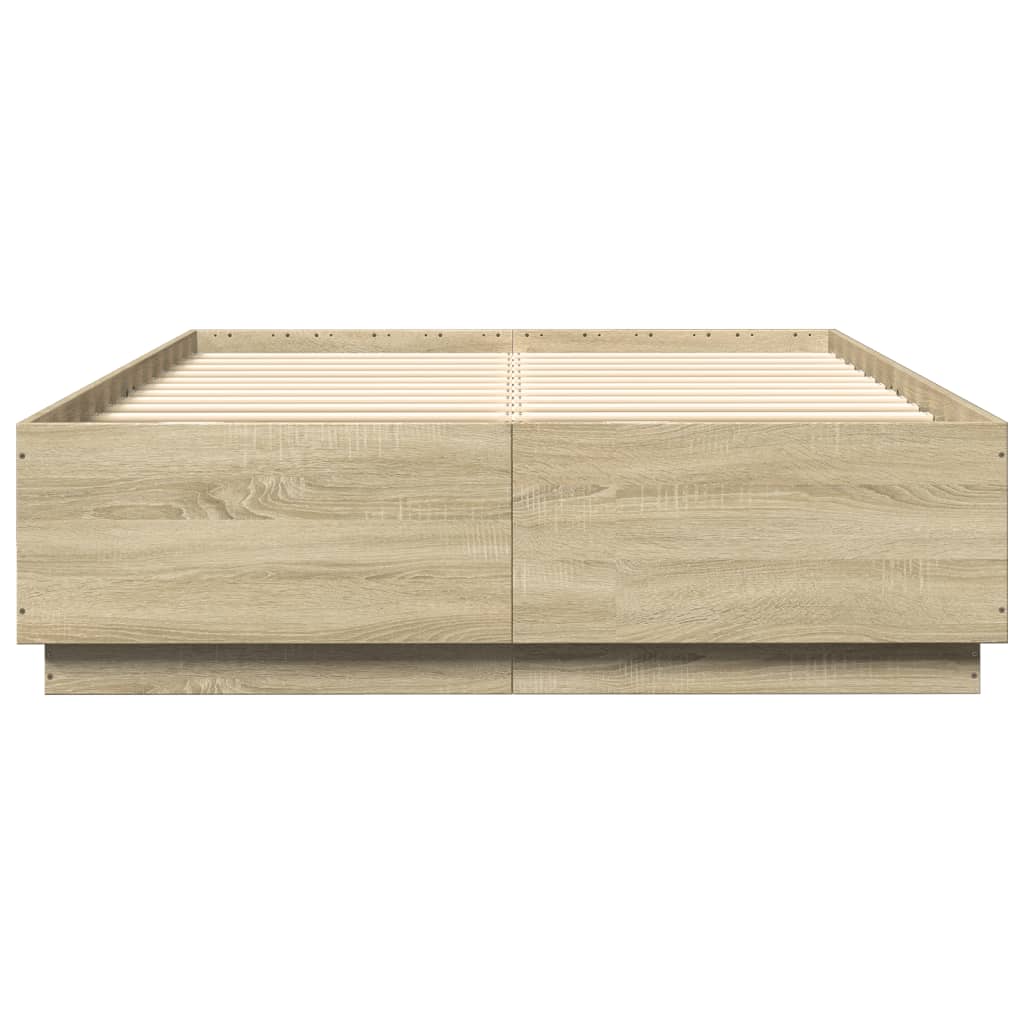 vidaXL Rama łóżka z LED, dąb sonoma, 120x200 cm