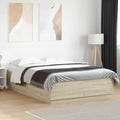 vidaXL Rama łóżka z LED, dąb sonoma, 120x200 cm