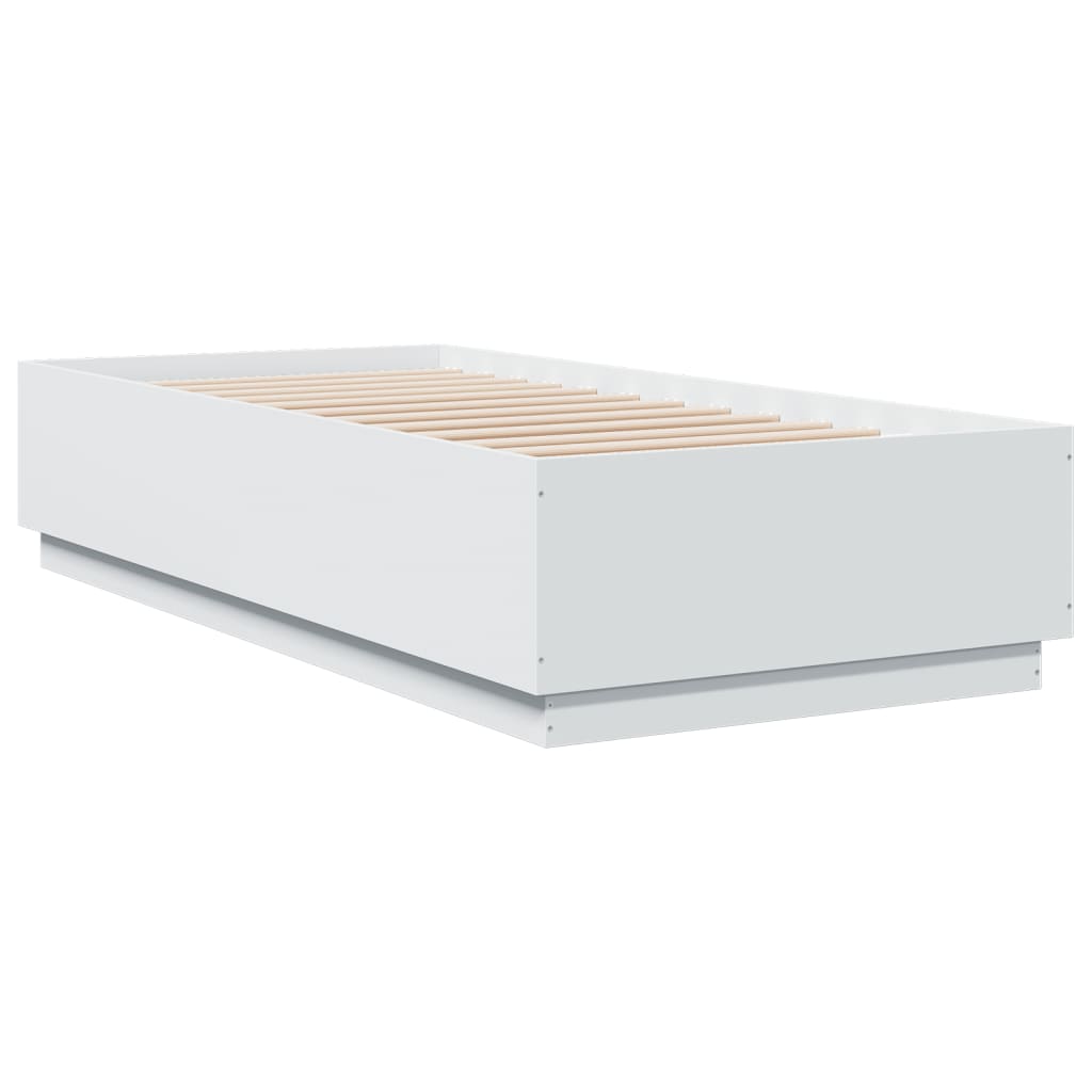 vidaXL Rama łóżka z LED, biała, 100x200 cm, materiał drewnopochodny