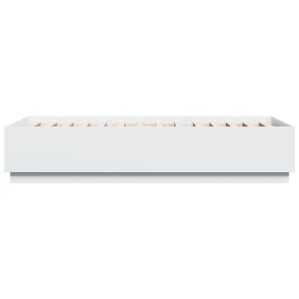 vidaXL Rama łóżka z LED, biała, 100x200 cm, materiał drewnopochodny