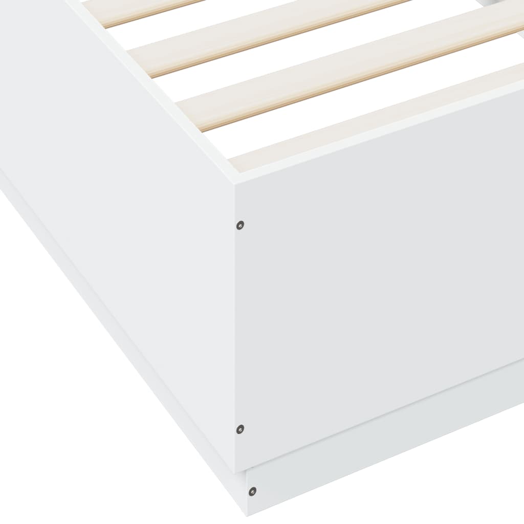 vidaXL Rama łóżka z LED, biała, 100x200 cm, materiał drewnopochodny