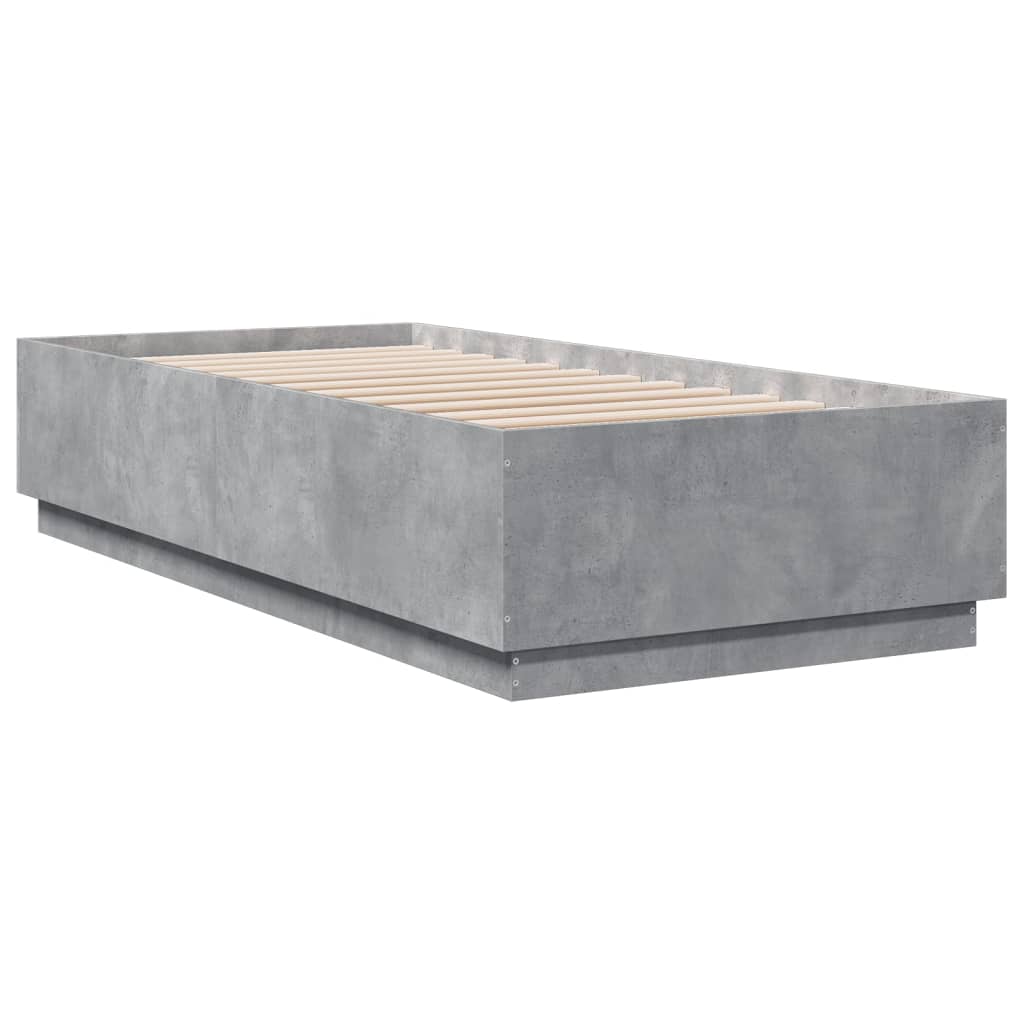vidaXL Rama łóżka z LED, szarość betonu, 100x200 cm