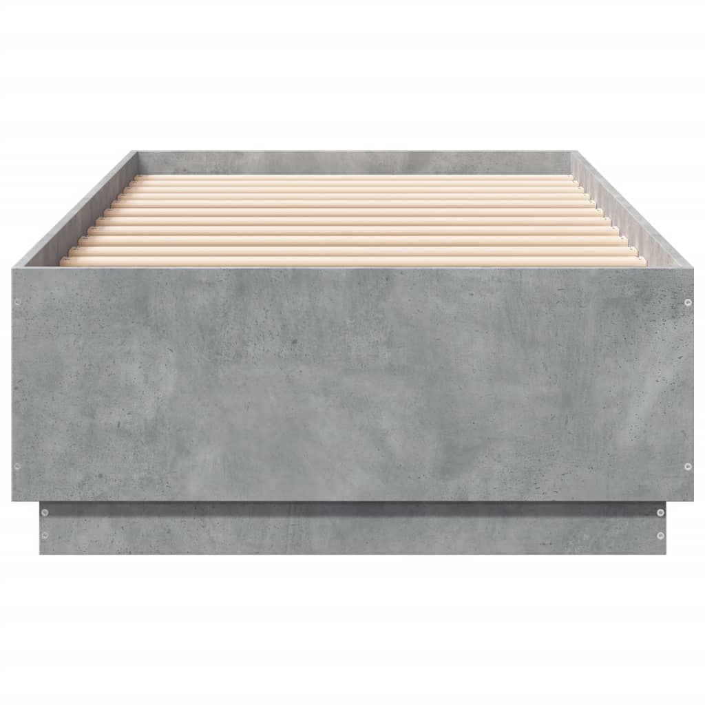 vidaXL Rama łóżka z LED, szarość betonu, 100x200 cm