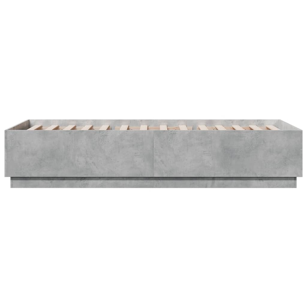 vidaXL Rama łóżka z LED, szarość betonu, 100x200 cm