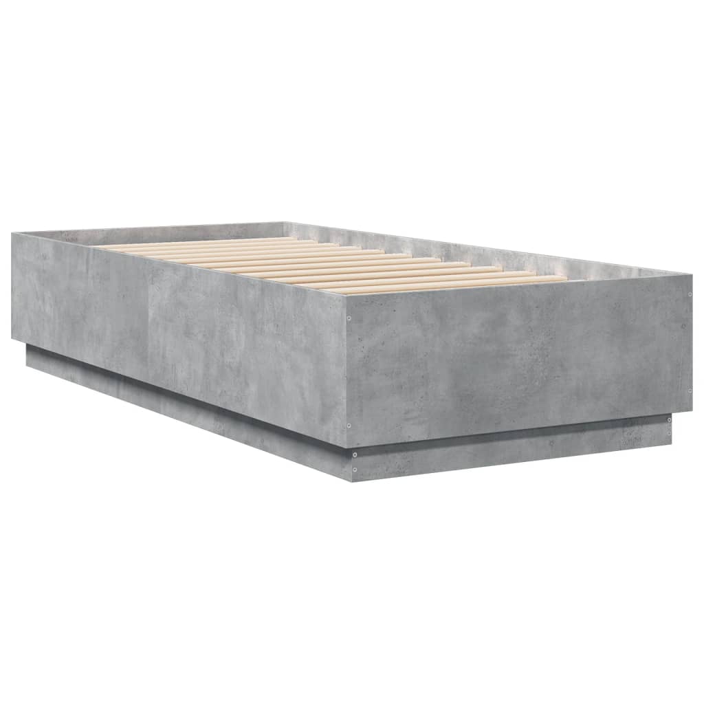 vidaXL Rama łóżka z LED, szarość betonu, 100x200 cm