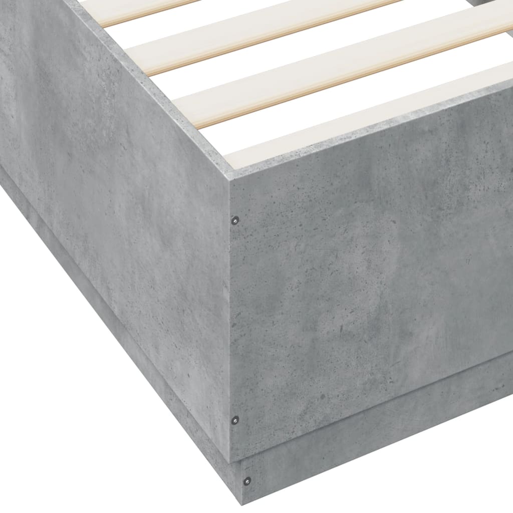 vidaXL Rama łóżka z LED, szarość betonu, 100x200 cm