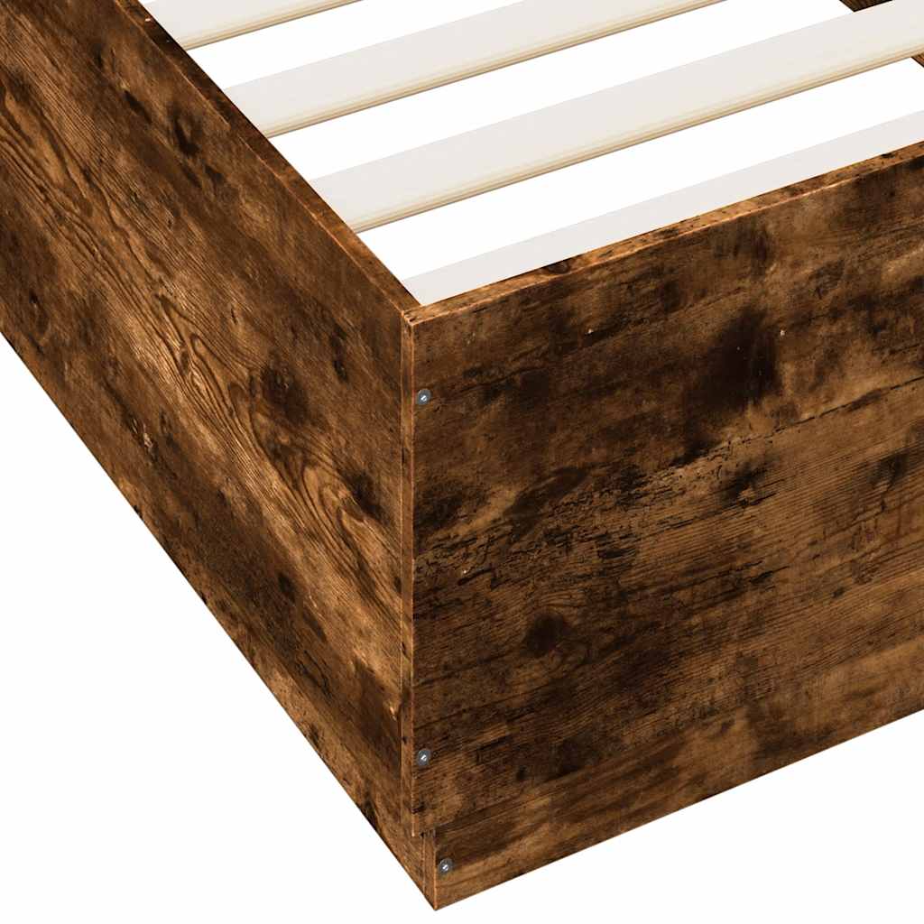 vidaXL Rama łóżka z LED, przydymiony dąb, 100x200 cm
