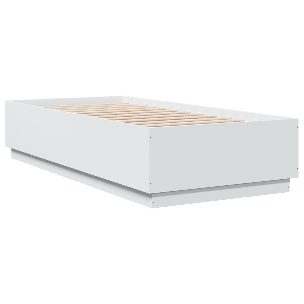 vidaXL Rama łóżka z LED, biała, 90x200 cm, materiał drewnopochodny