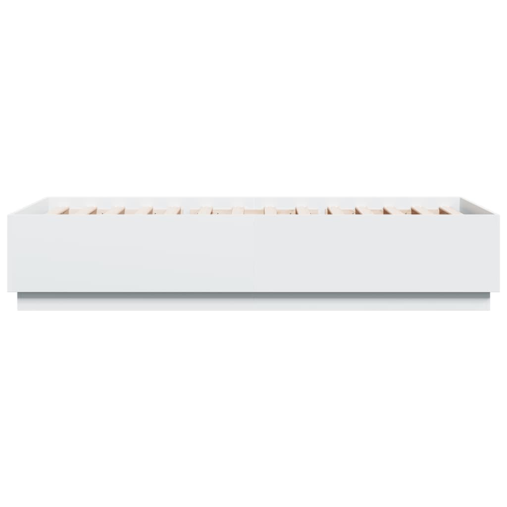 vidaXL Rama łóżka z LED, biała, 90x200 cm, materiał drewnopochodny