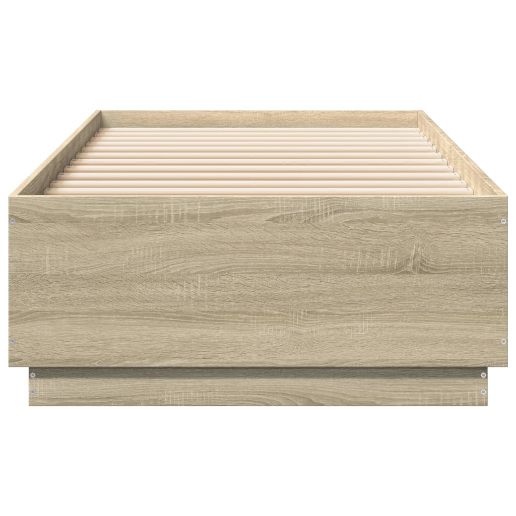 vidaXL Rama łóżka z LED, dąb sonoma, 90x200cm, materiał drewnopochodny