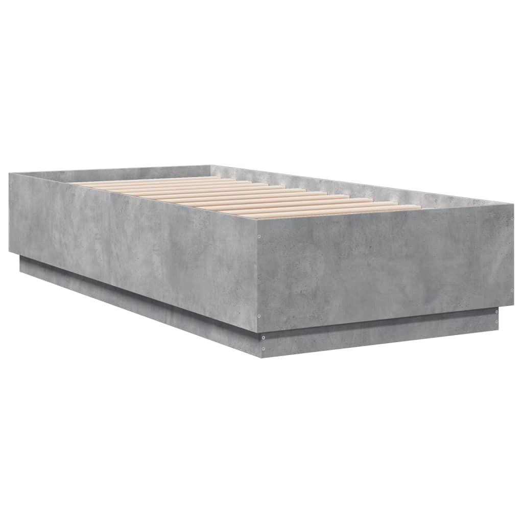 vidaXL Rama łóżka z LED, szarość betonu, 90x200 cm