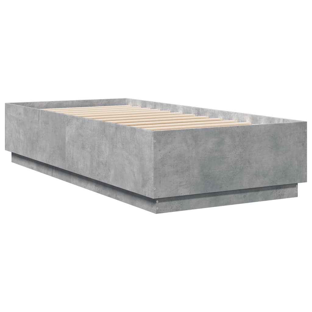 vidaXL Rama łóżka z LED, szarość betonu, 90x200 cm