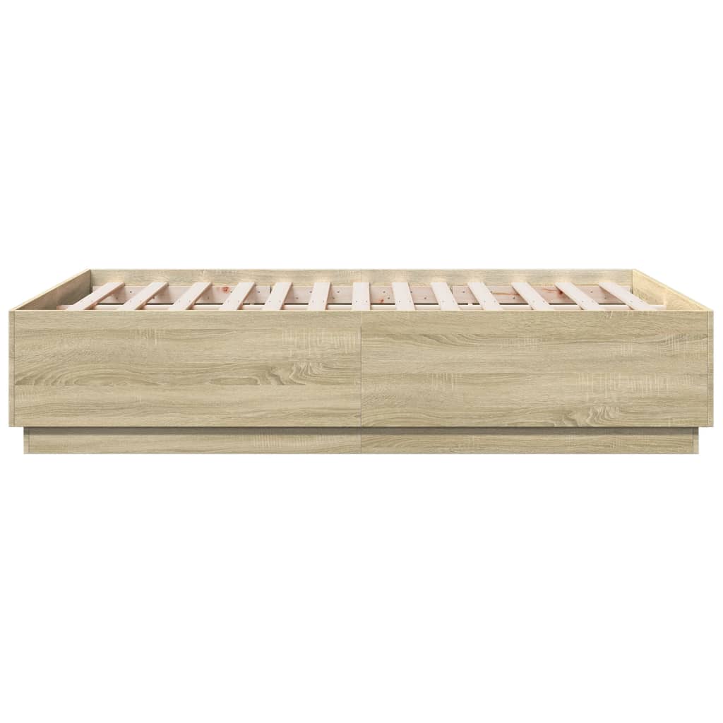 vidaXL Rama łóżka z LED, dąb sonoma, 140x190 cm