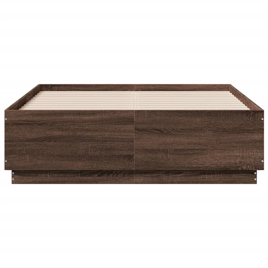 vidaXL Rama łóżka z LED, brązowy dąb, 120x190 cm