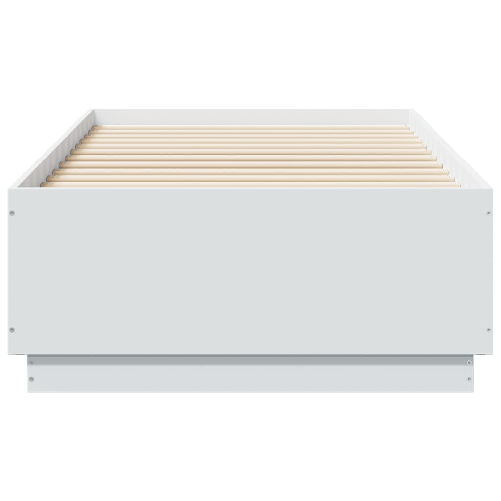 vidaXL Rama łóżka z LED, biała, 90x190 cm, materiał drewnopochodny