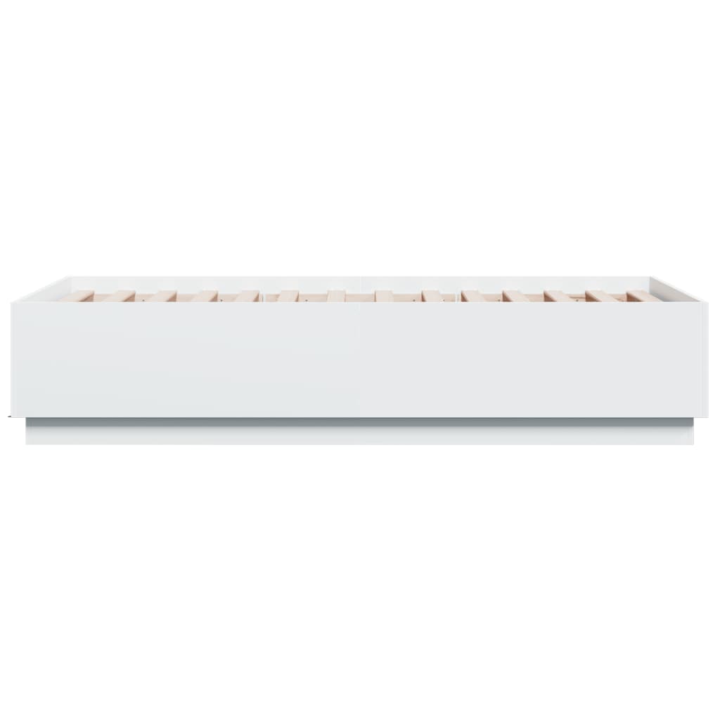 vidaXL Rama łóżka z LED, biała, 90x190 cm, materiał drewnopochodny