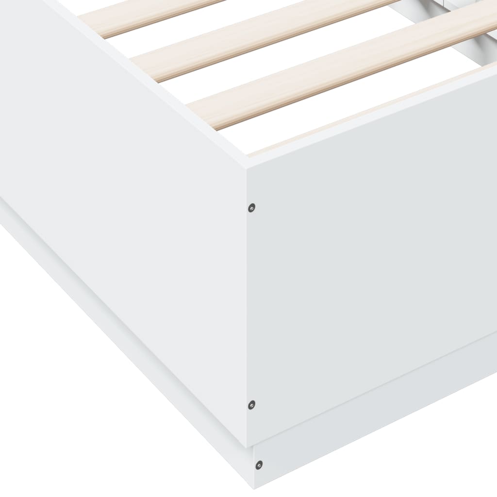 vidaXL Rama łóżka z LED, biała, 90x190 cm, materiał drewnopochodny