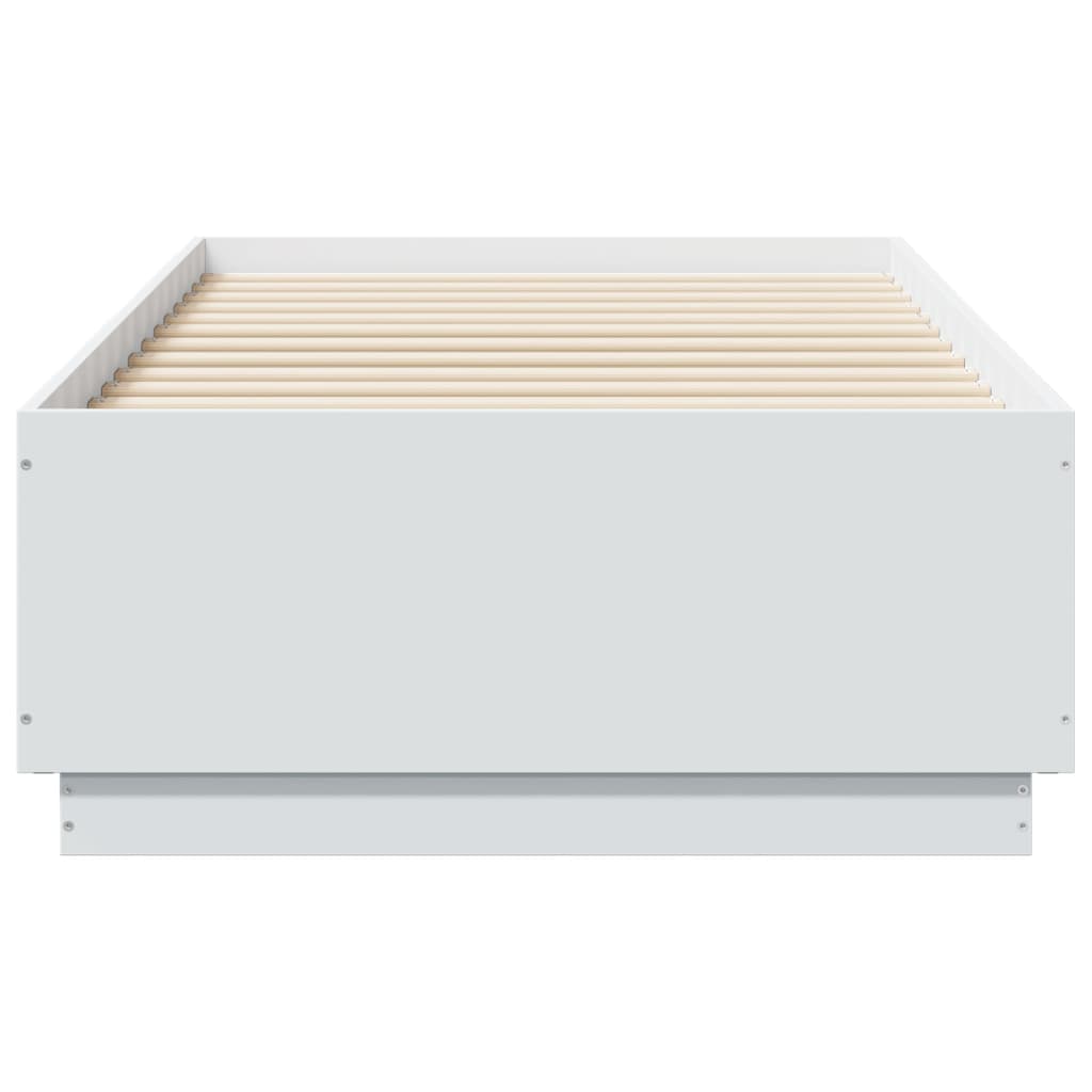 vidaXL Rama łóżka z LED, biała, 75x190 cm, materiał drewnopochodny