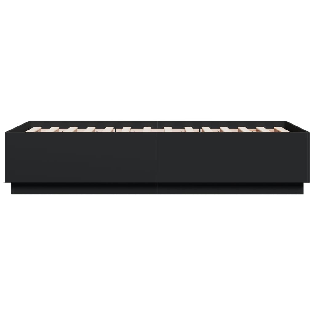 vidaXL Rama łóżka z LED, czarna, 75x190 cm, materiał drewnopochodny