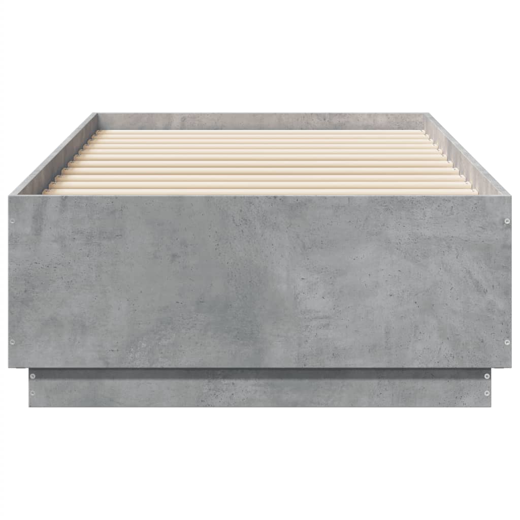 vidaXL Rama łóżka z LED, szarość betonu, 75x190 cm