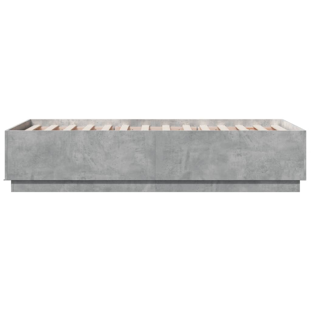 vidaXL Rama łóżka z LED, szarość betonu, 75x190 cm