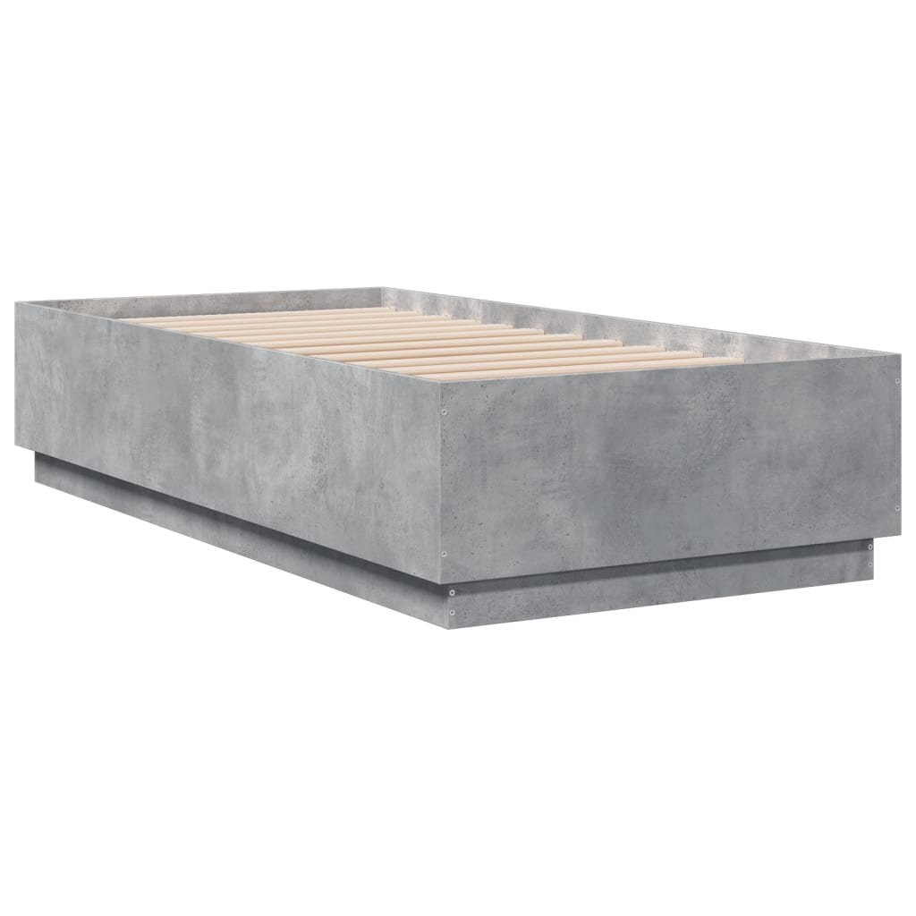 vidaXL Rama łóżka z LED, szarość betonu, 75x190 cm
