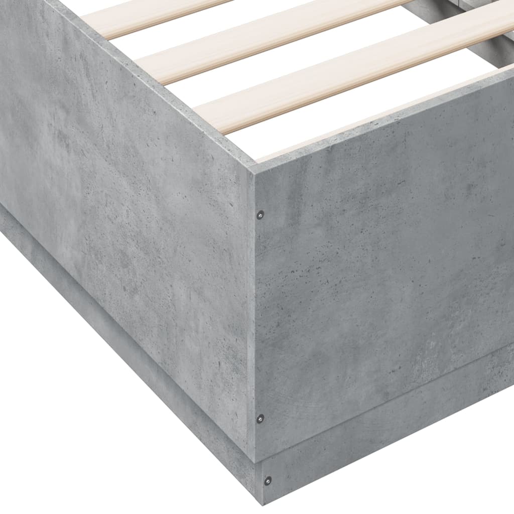 vidaXL Rama łóżka z LED, szarość betonu, 75x190 cm