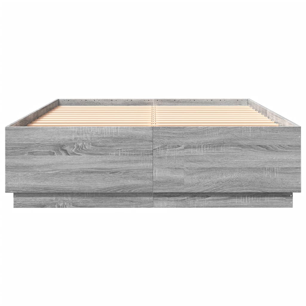 vidaXL Rama łóżka, szary dąb sonoma, 150x200cm materiał drewnopochodny