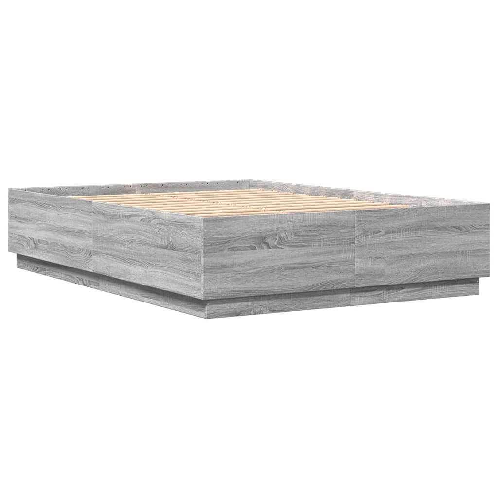 vidaXL Rama łóżka, szary dąb sonoma, 140x200cm materiał drewnopochodny