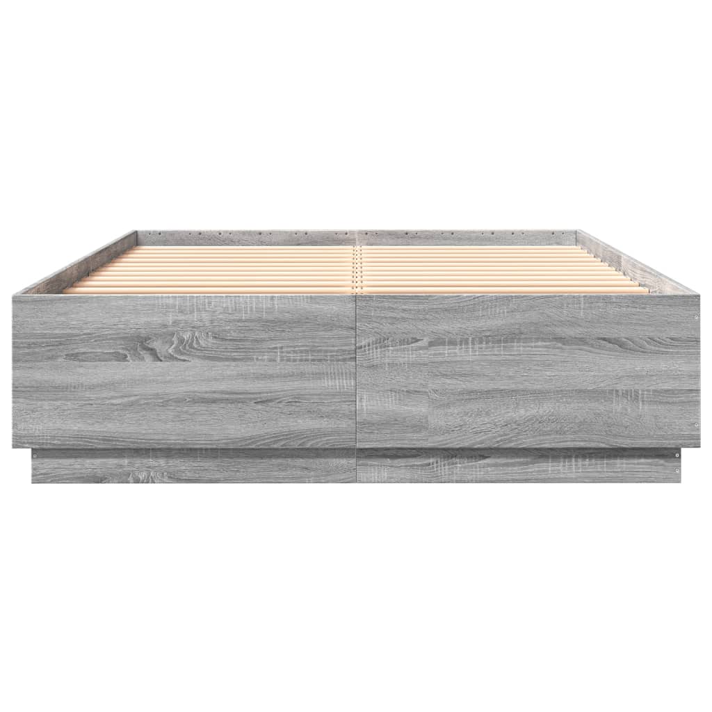 vidaXL Rama łóżka, szary dąb sonoma, 140x200cm materiał drewnopochodny