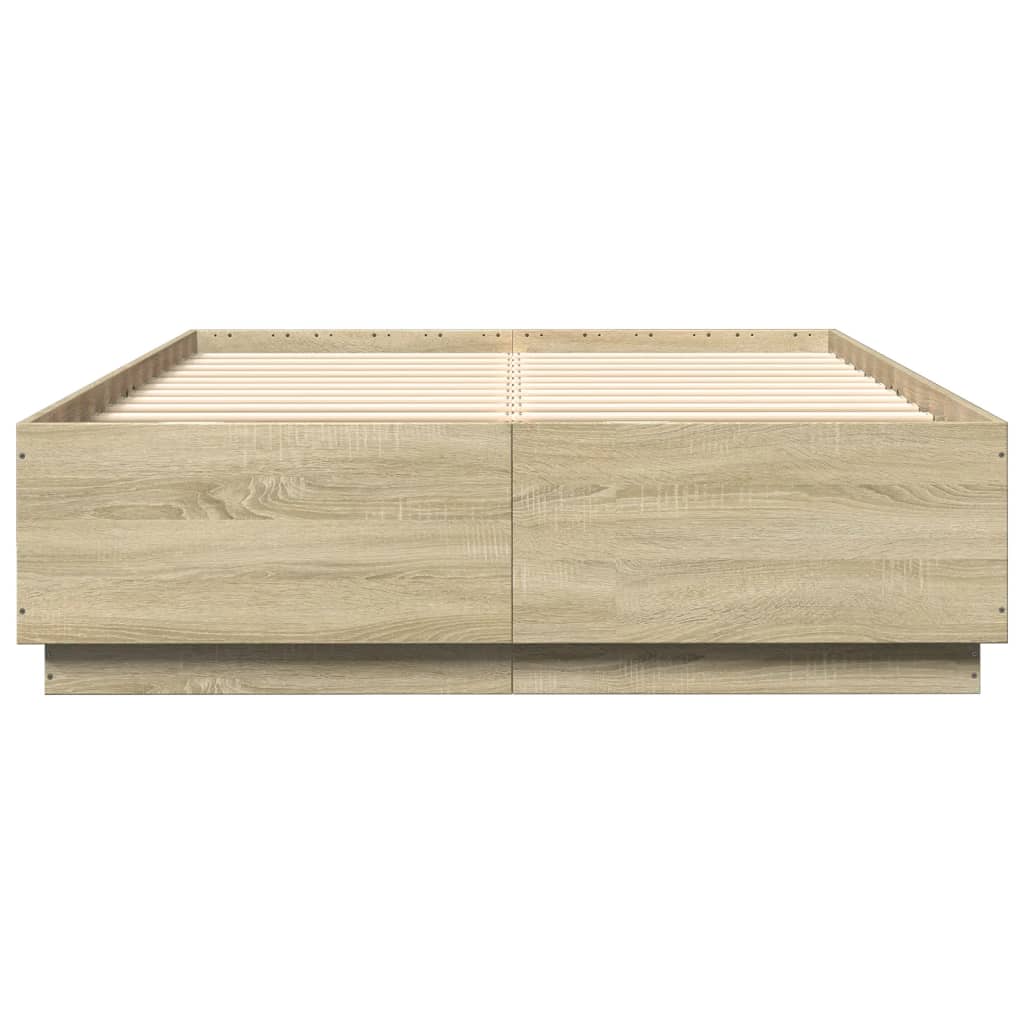 vidaXL Rama łóżka, dąb sonoma, 120x200 cm, materiał drewnopochodny