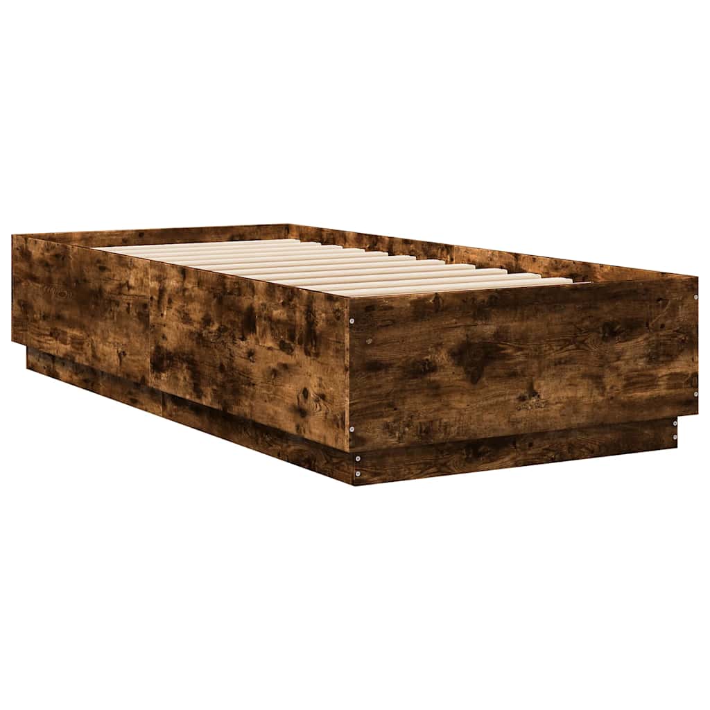 vidaXL Rama łóżka, przydymiony dąb, 100x200cm, materiał drewnopochodny