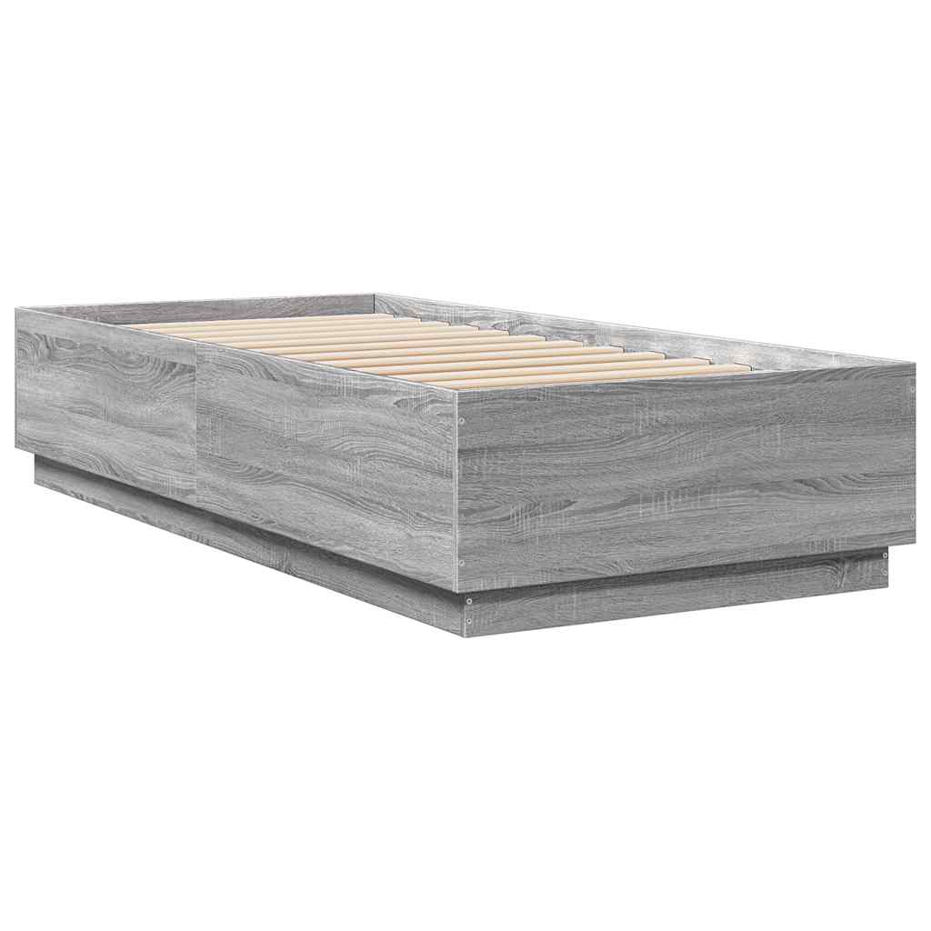 vidaXL Rama łóżka, szary dąb sonoma, 100x200cm materiał drewnopochodny