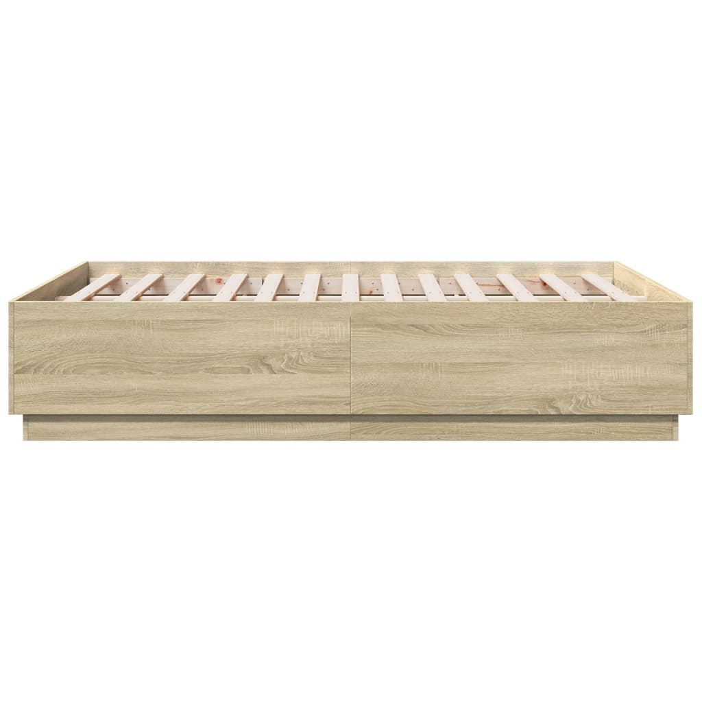 vidaXL Rama łóżka, dąb sonoma, 135x190 cm, materiał drewnopochodny