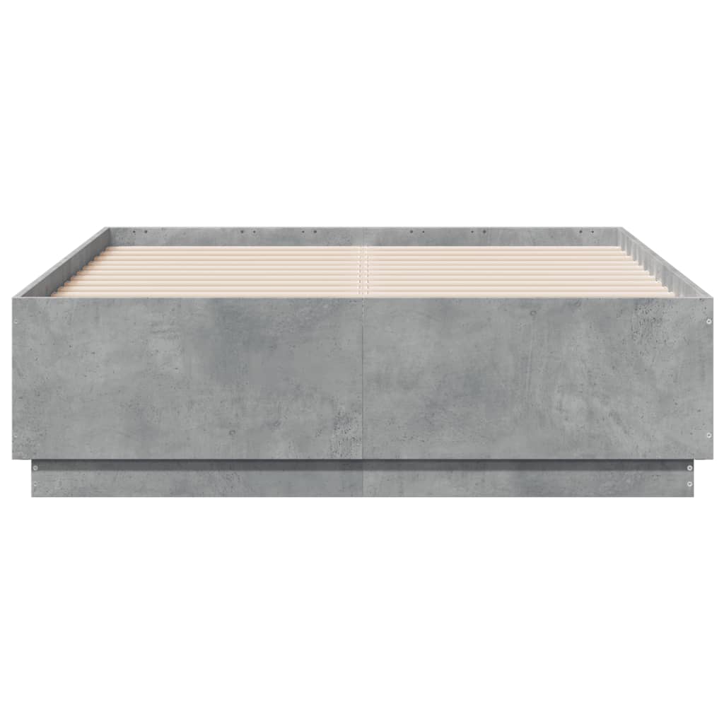vidaXL Rama łóżka, szarość betonu, 135x190 cm, materiał drewnopochodny