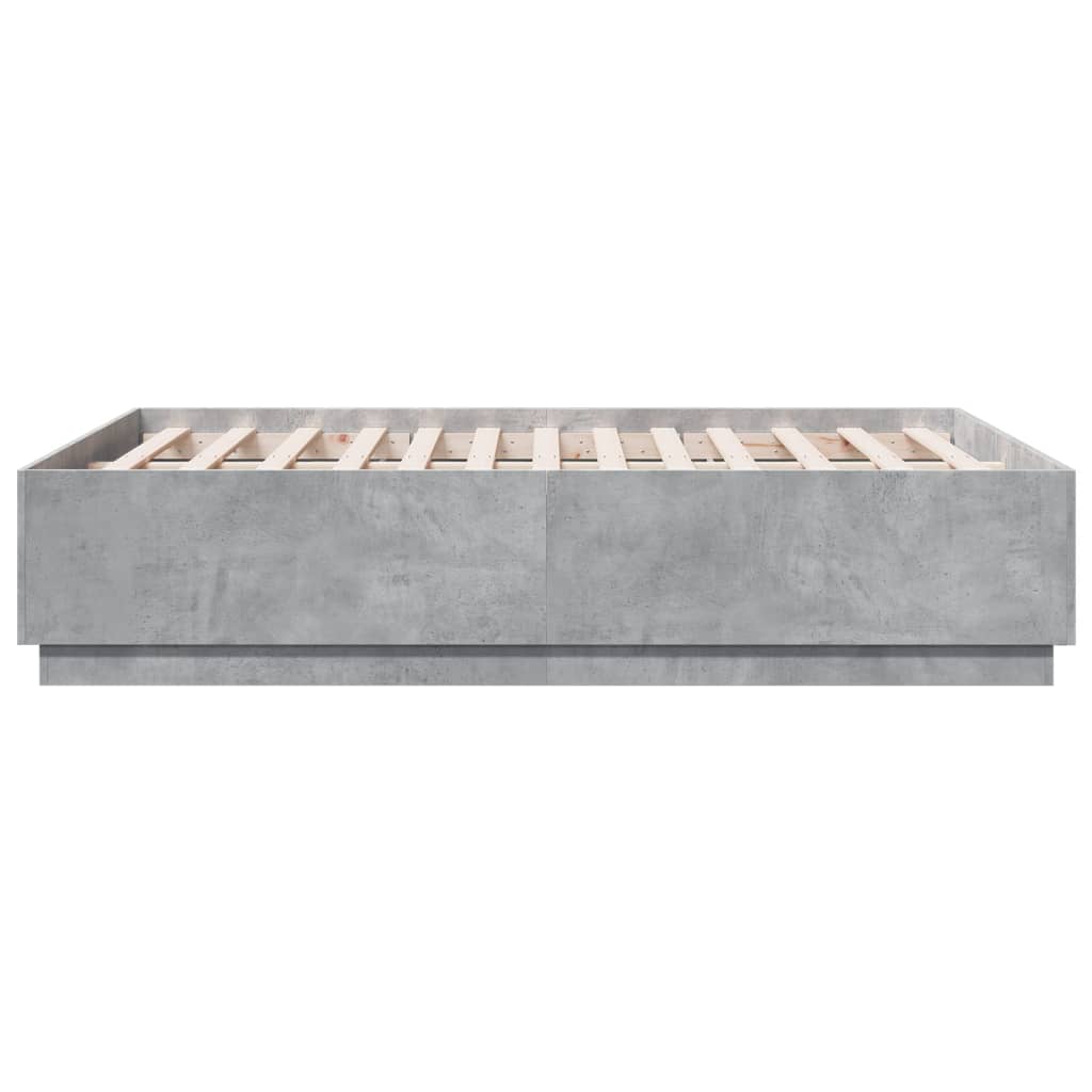 vidaXL Rama łóżka, szarość betonu, 135x190 cm, materiał drewnopochodny