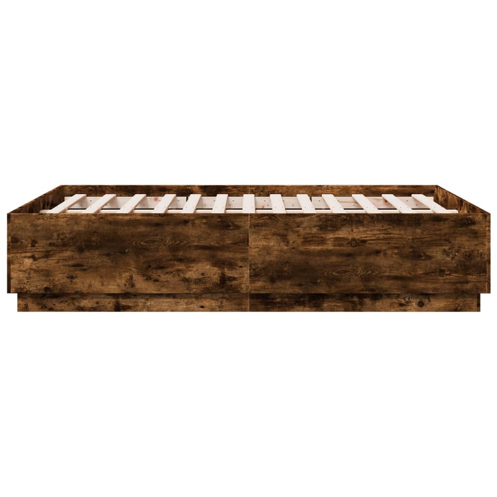 vidaXL Rama łóżka, przydymiony dąb, 135x190cm, materiał drewnopochodny