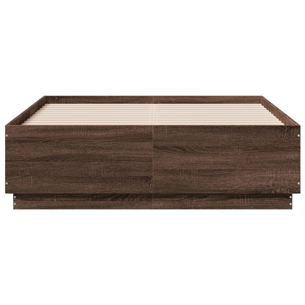 vidaXL Rama łóżka, brązowy dąb, 135x190 cm, materiał drewnopochodny