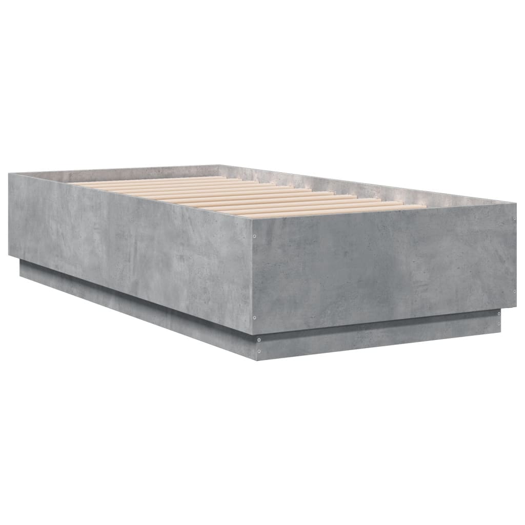 vidaXL Rama łóżka, szarość betonu, 75x190 cm, materiał drewnopochodny